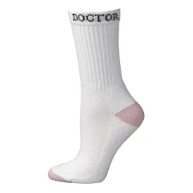 0496805 Boot Doctor Women's Crew Boot Socks- White- 3 pair pack