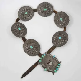 1930s Turquoise Concho Belt