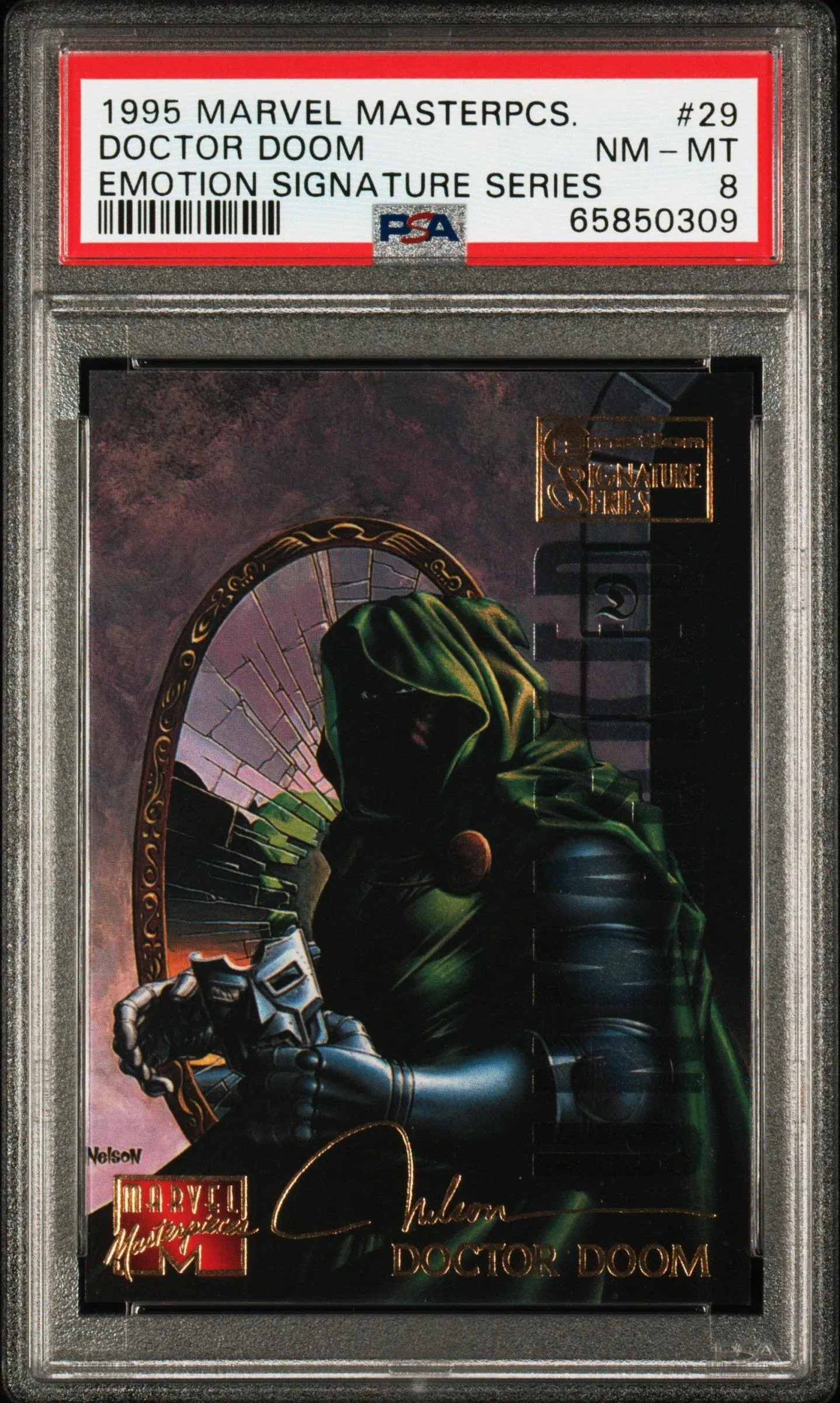 1995 MARVEL MASTERPIECES #29 DOCTOR DOOM EMOTION SIGNATURE SERIES PSA 8