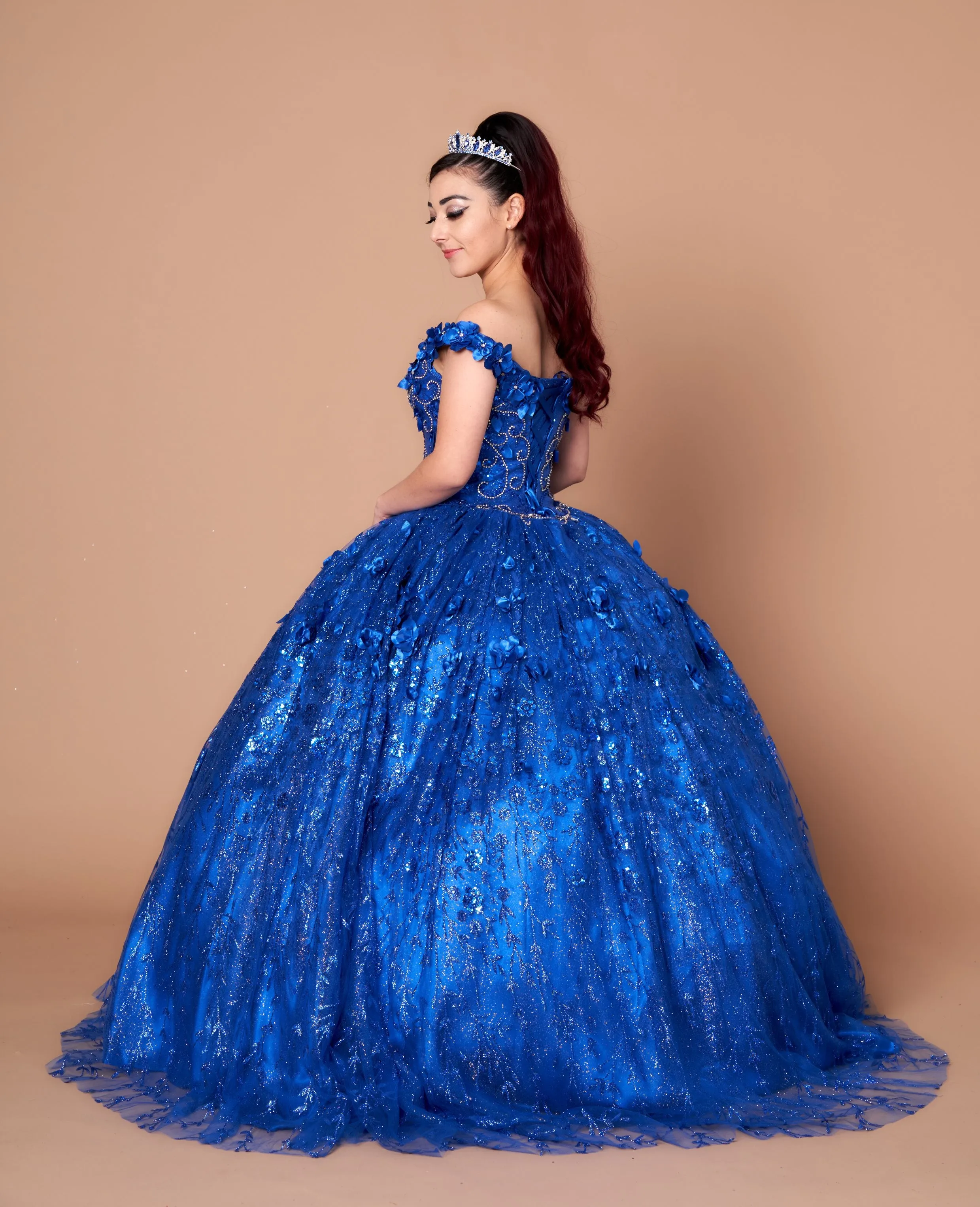 3D Floral Off Shoulder Cape Ball Gown by Calla SCL30001