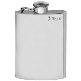 6oz Plain Pewter Hip Flask with Hinged Captive Top