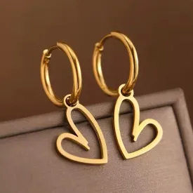 Abstract Heart Earrings - Gold