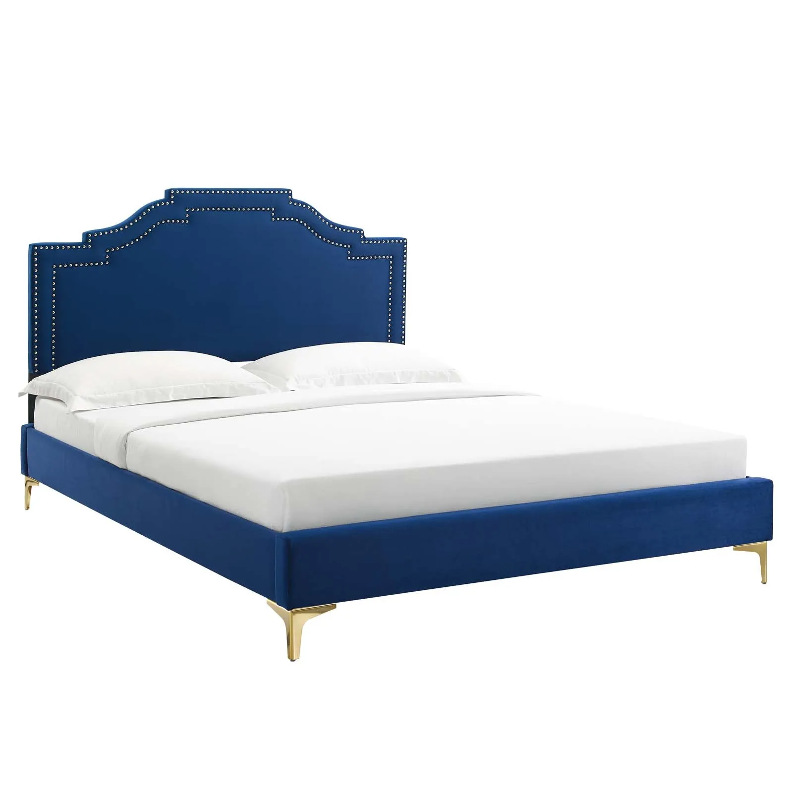 Adelaide Performance Velvet Twin Platform Bed By Modway - MOD-6850 - Navy