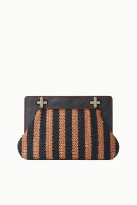 ALBA FRAME CLUTCH | BLACK TAN SEASHORE STRIPE