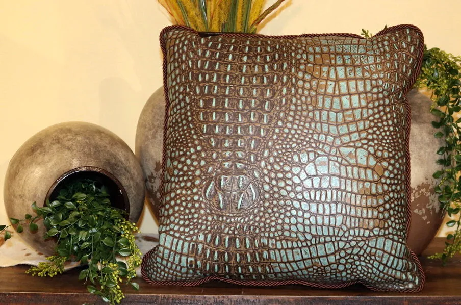 Alligator Embossed Accent Pillow