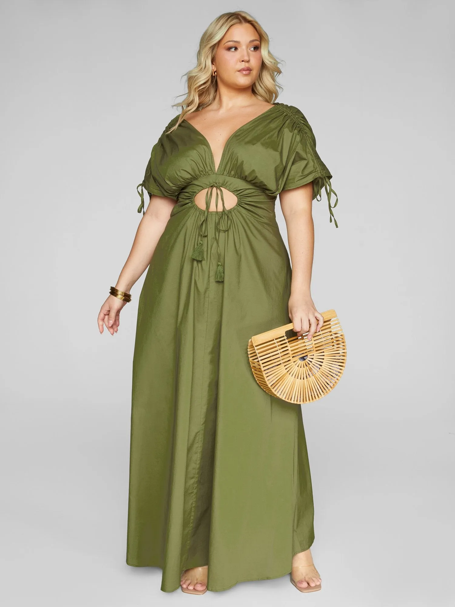 Alyssa Cutout Ruched Waist Maxi Dress