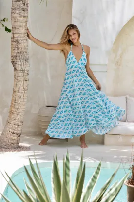 AQUAMARINE DREAM SILK IBIZA DRESS