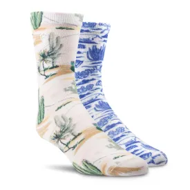 Ariat Arid Landscape Crew Socks, 2 Pair Pack, Cactus/Western Toile