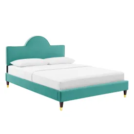 Aurora Performance Velvet Queen Bed By Modway - MOD-6517 - Teal