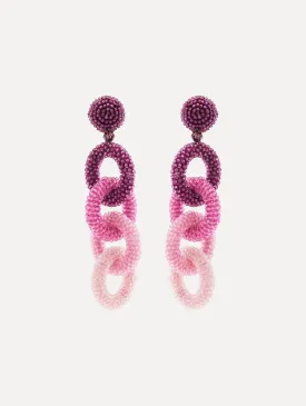 Beaded Chain-Link Clip-On Earrings