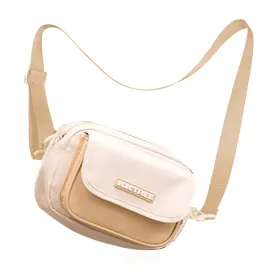 Beige Canvas Material Casual Sling Bag for Kids