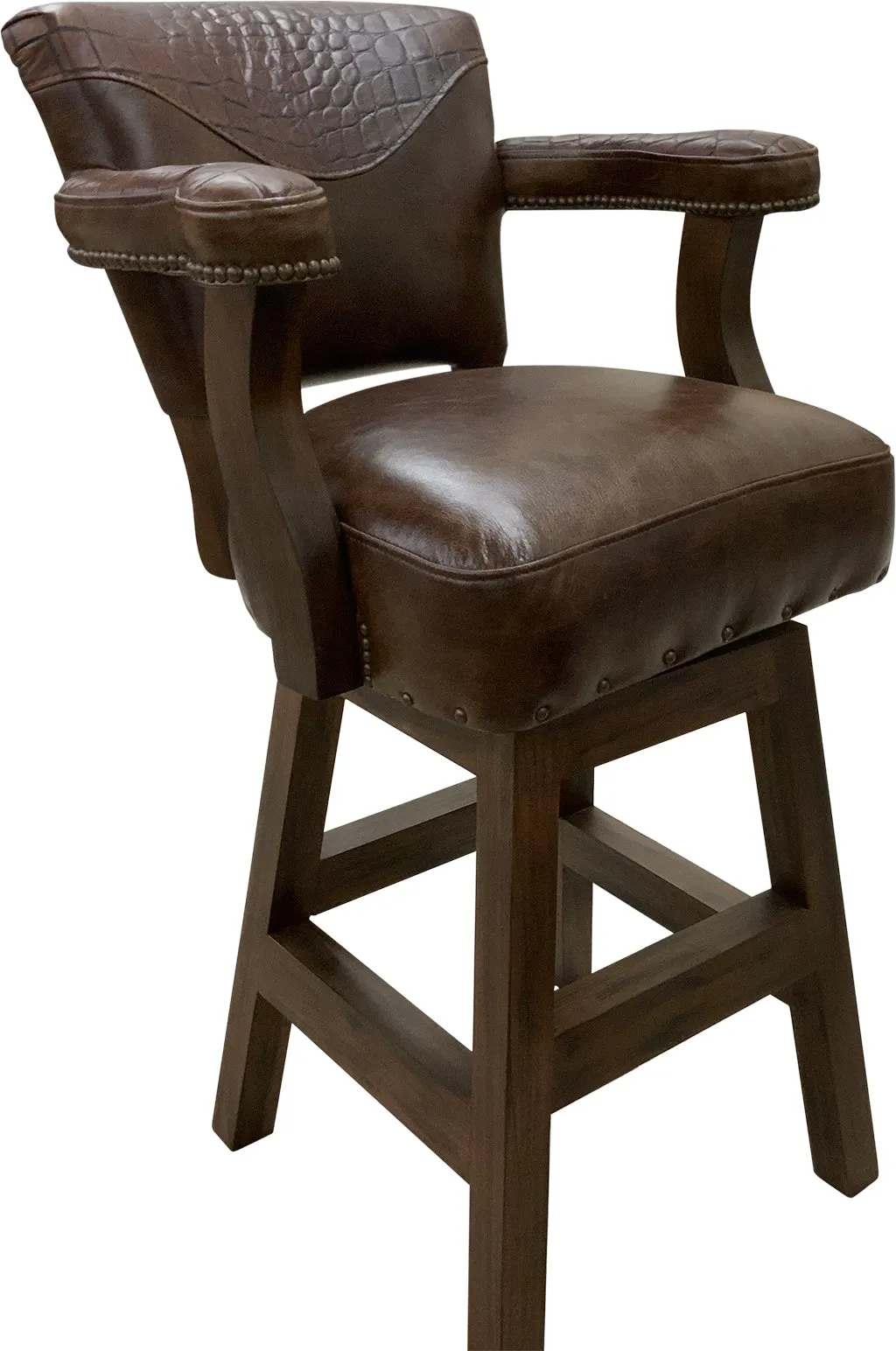 Brompton Croco Embossed Western Leather Barstool