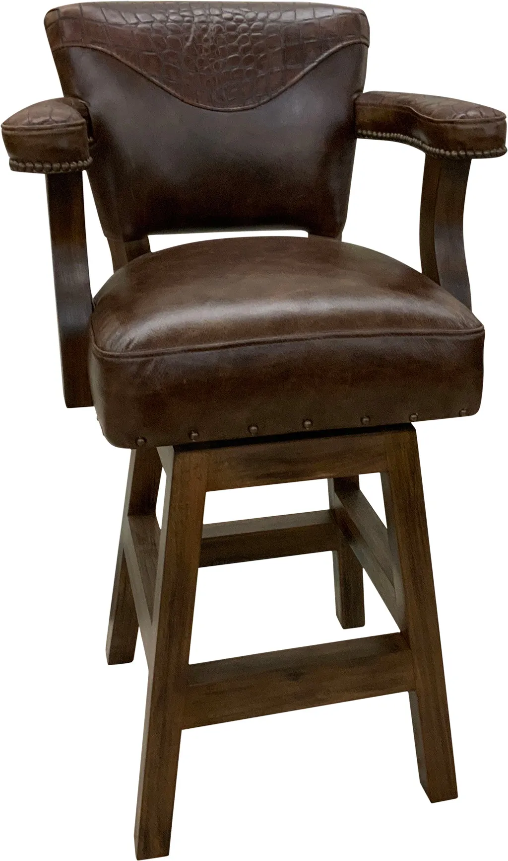 Brompton Croco Embossed Western Leather Barstool