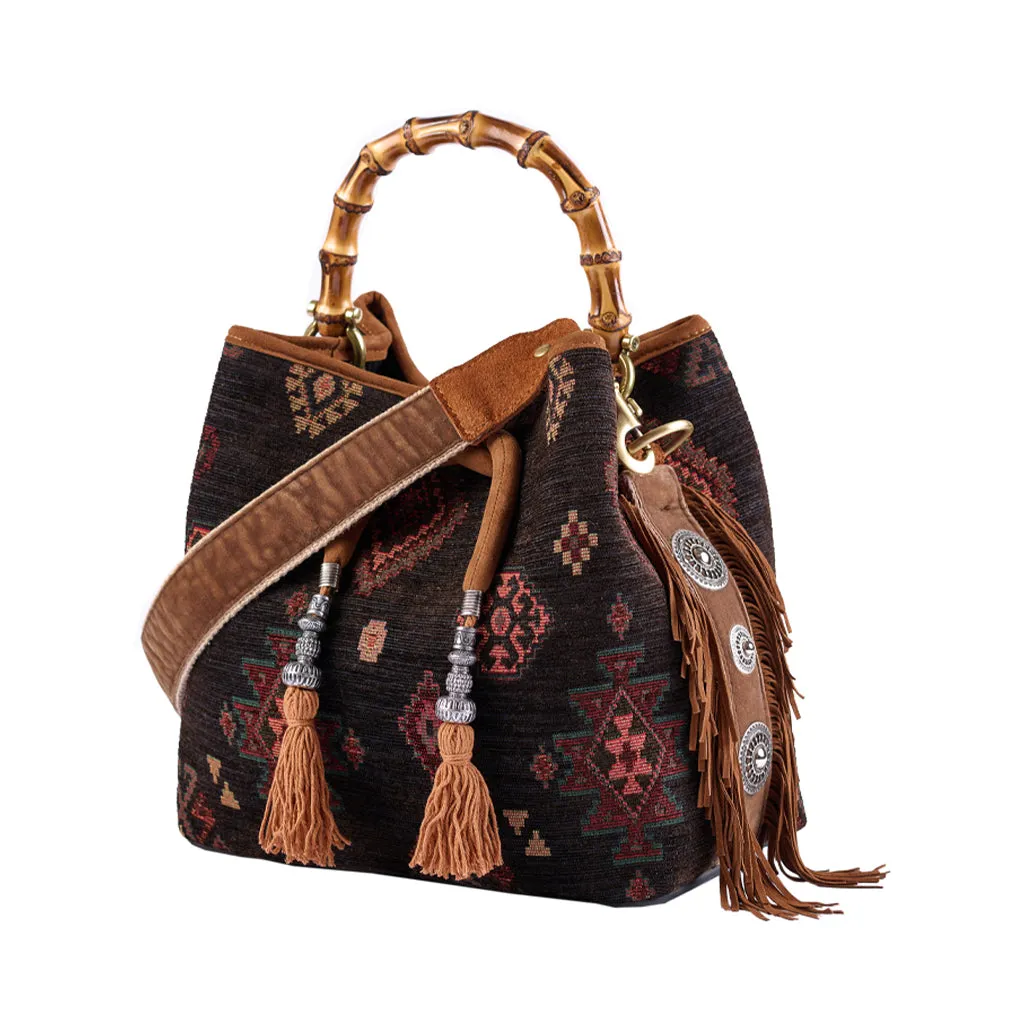 Cayos Maya Velvet Jacquard Bucket Bag by Viamailbag