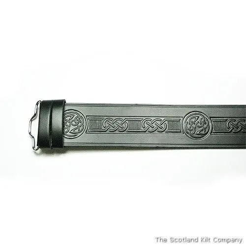 Celtic Swirl Hide Embossed Belt - Black