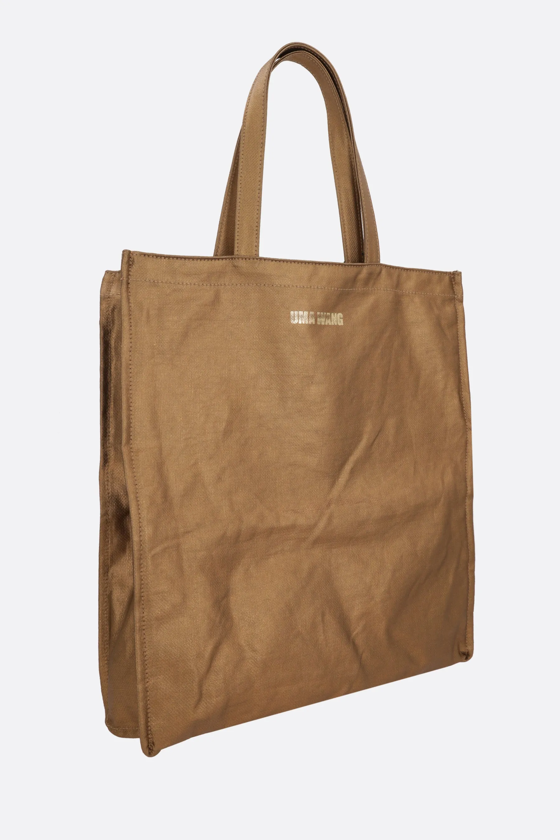 coated linen small shopping bag