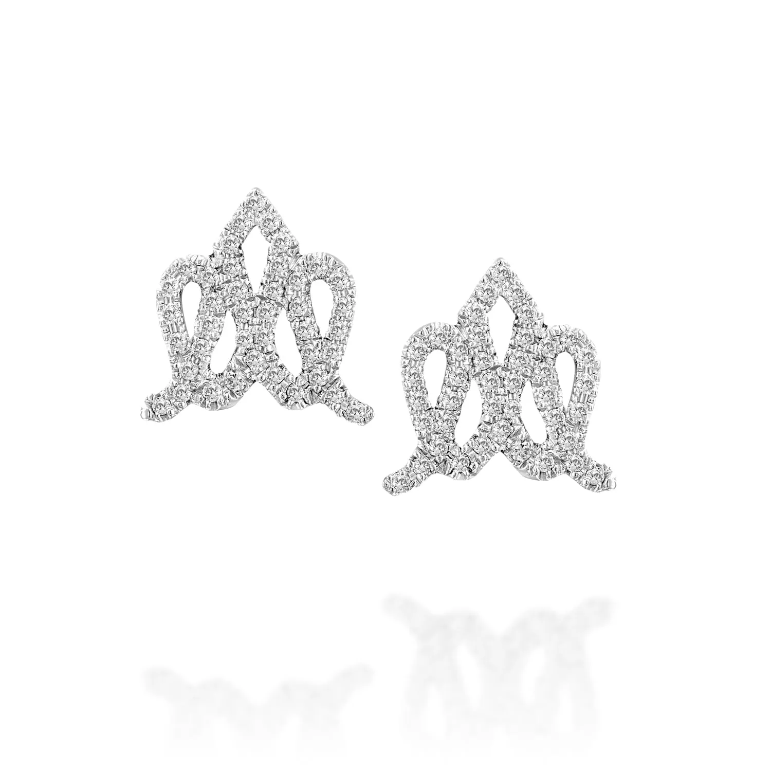 Crown Gold Earring with Diamonds