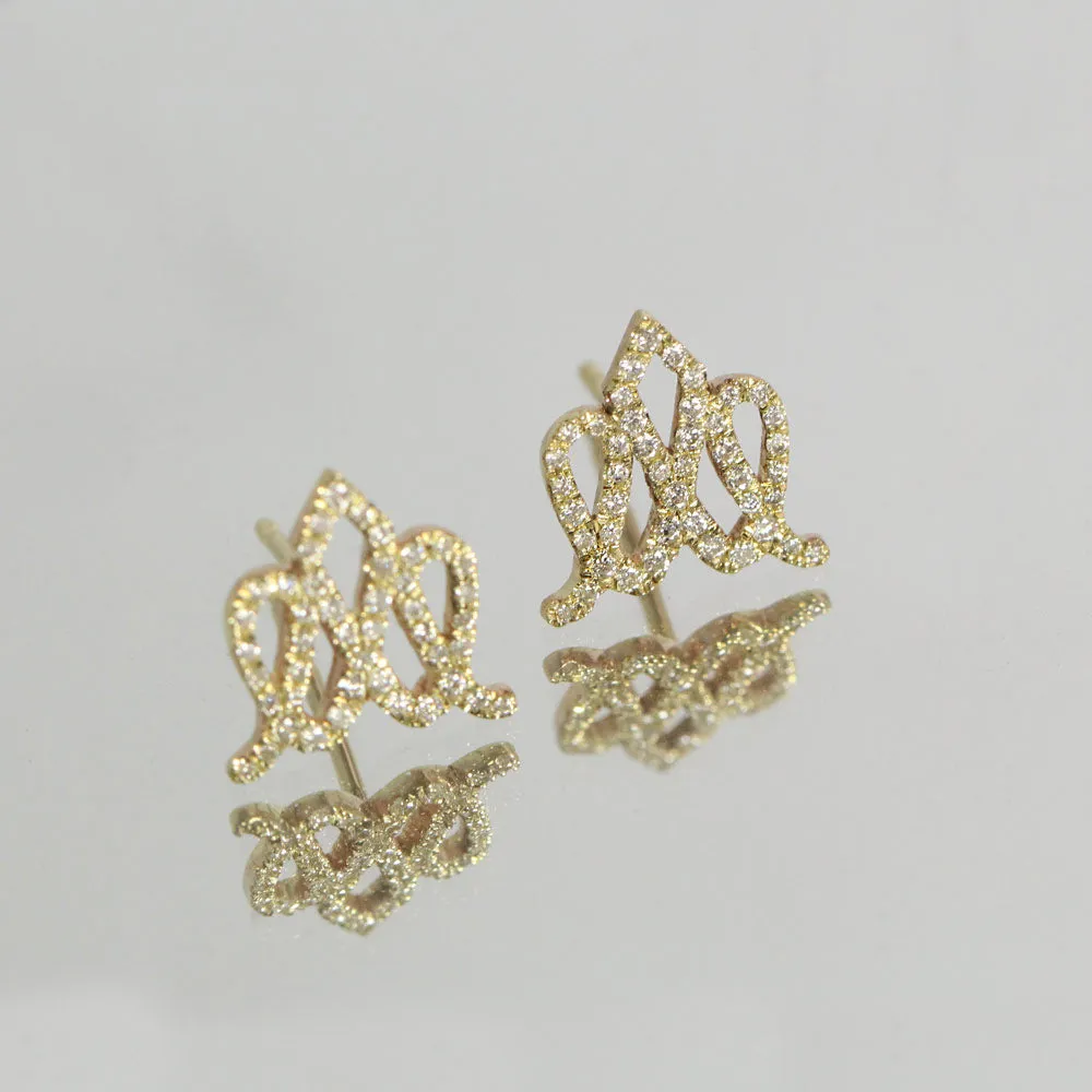 Crown Gold Earring with Diamonds