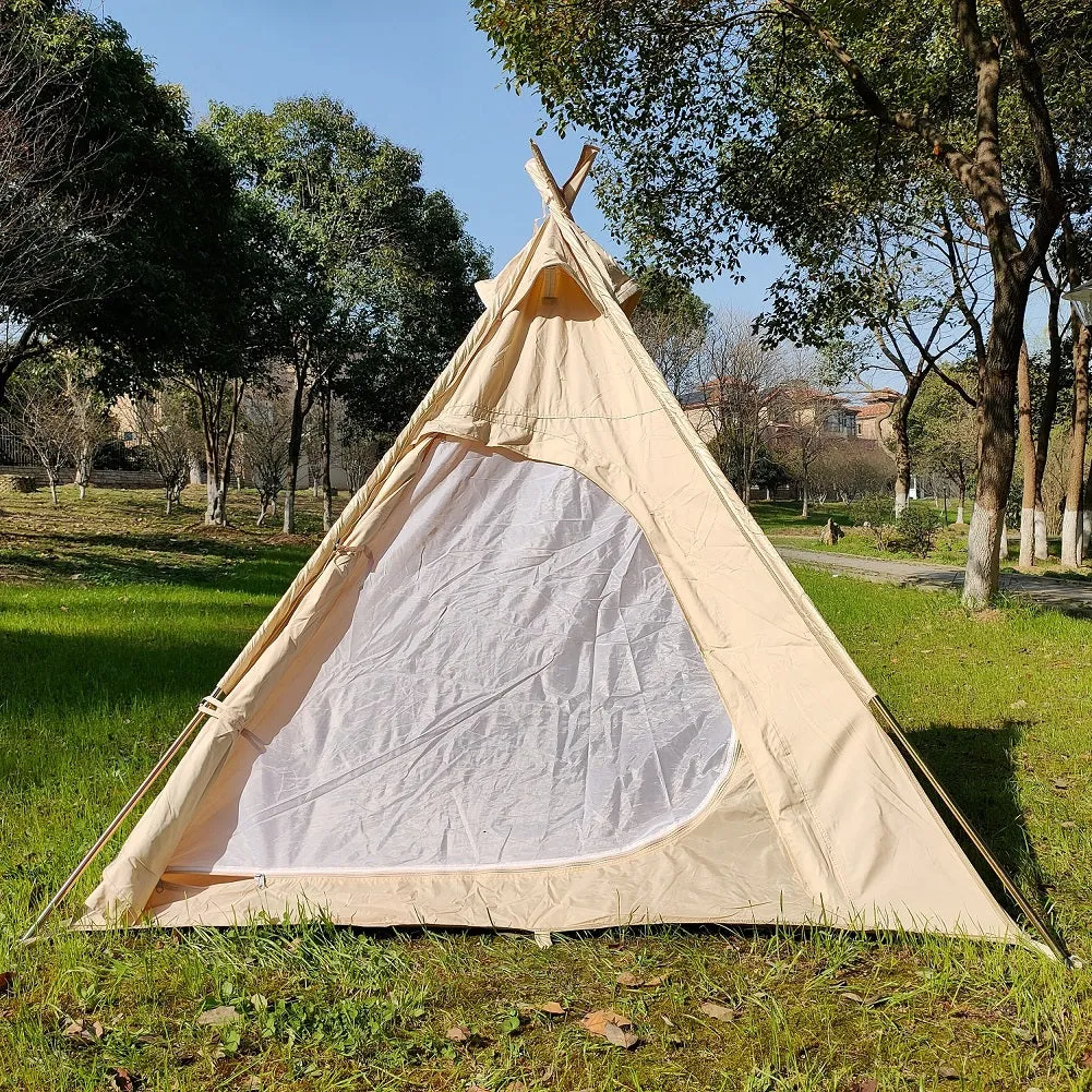 Dream House Three-Season Cotton Canvas Camping Pyramid Tent for 2~3 Person