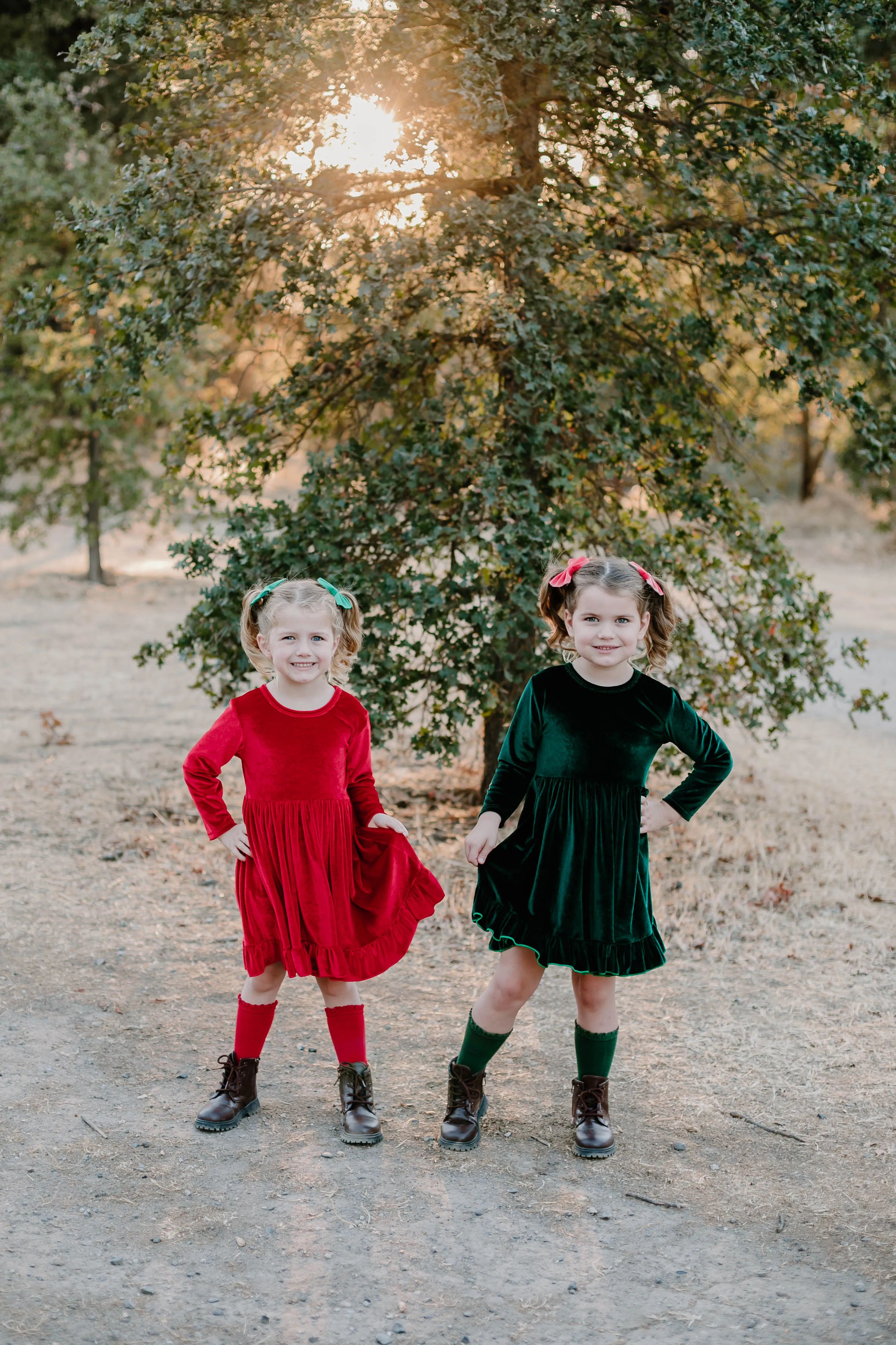 ELIZE VELOUR RUFFLE DRESS - GREEN