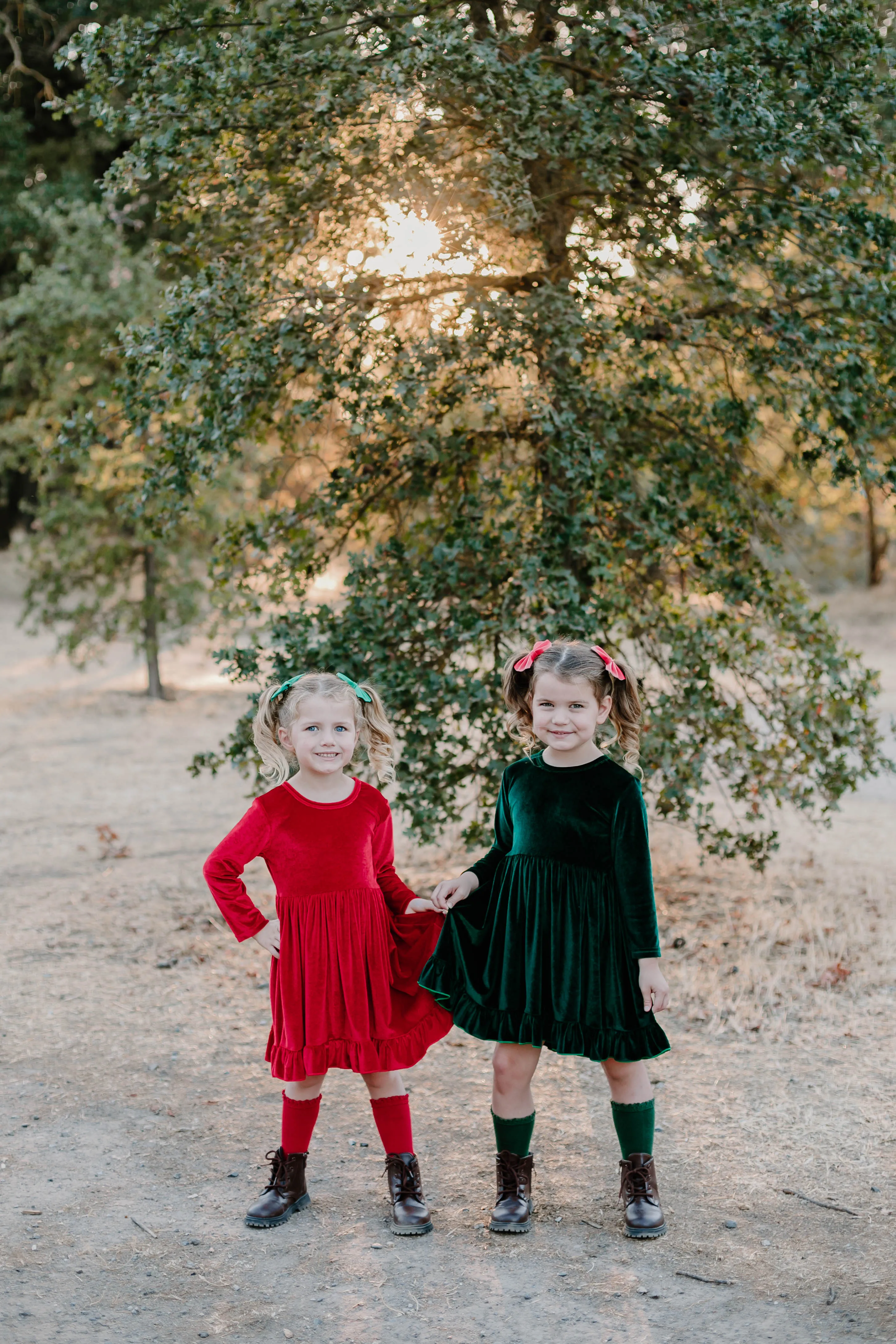 ELIZE VELOUR RUFFLE DRESS - GREEN