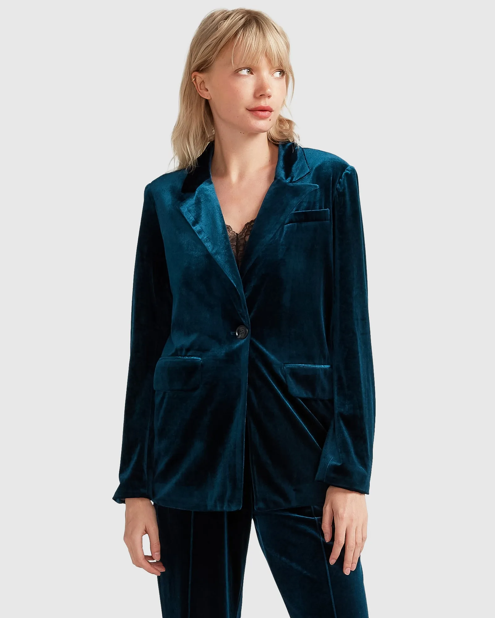 Eternity Velvet Blazer - Dark Teal