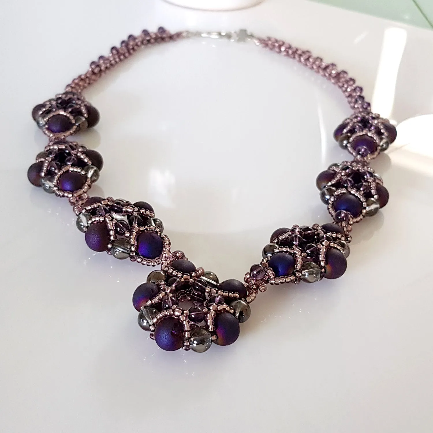 Evening Wonder - Purple Agate Gemstone Beaded Necklace | KJ-330N Handmade Necklace