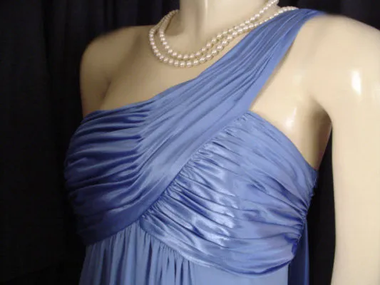 *FABULOUS GRECIAN GODDESS RUCHED SATIN & SPANDEX ONE-SHOULDER EVENING GOWN