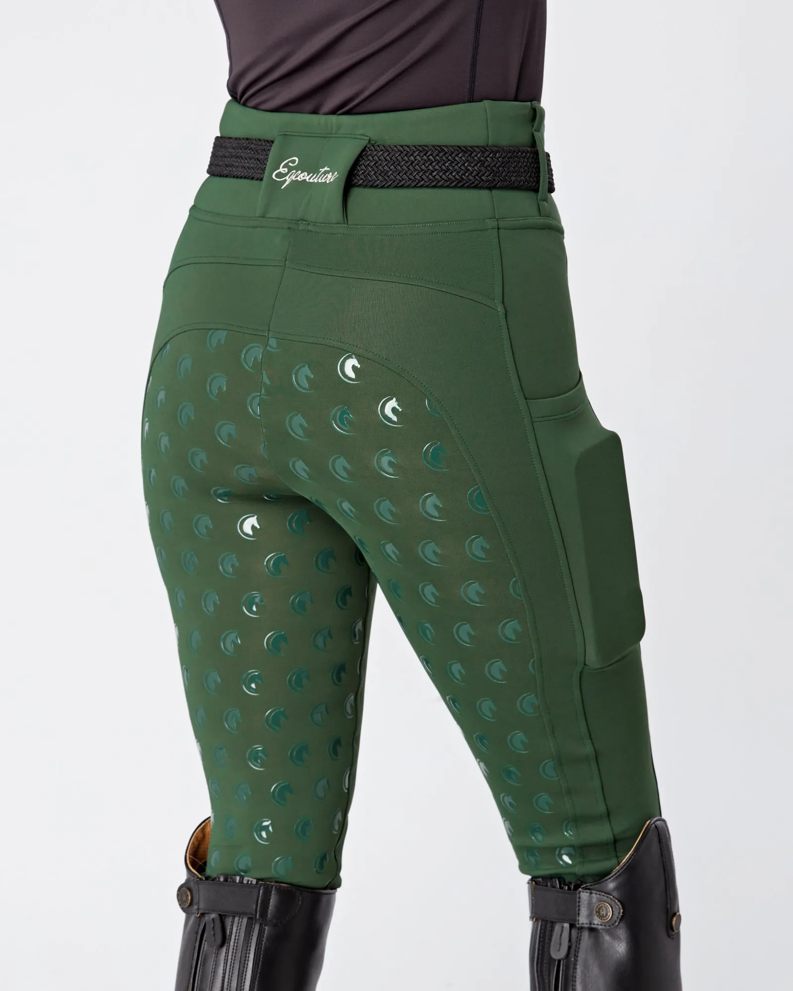 Forest Green Riding Leggings / Tights with Phone Pockets