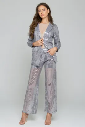 Grey Sequined Pantsuit