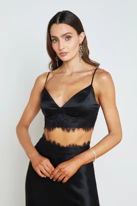 L'Agence Kelvis Silk Lace-Trim Bra Top