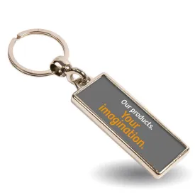 MA-18D Rectangular Blank Metal Photo Insert Keyring - 50 x 18mm - Pack of 10