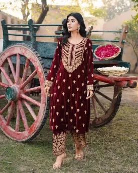 Maroon Dilruba Velvet 2pc