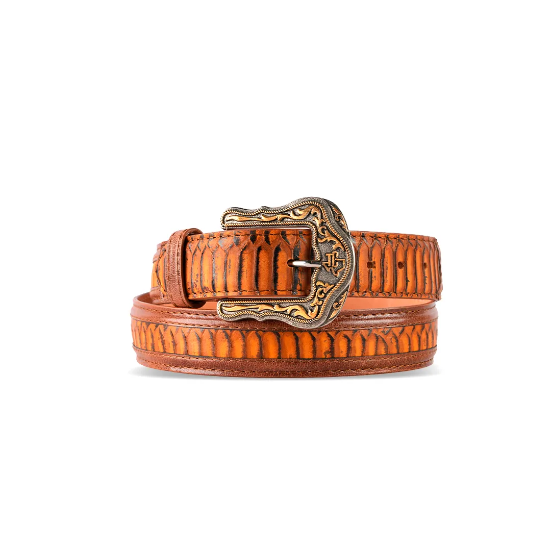 Mens Texas Country Belt Pitón Musgo Miel