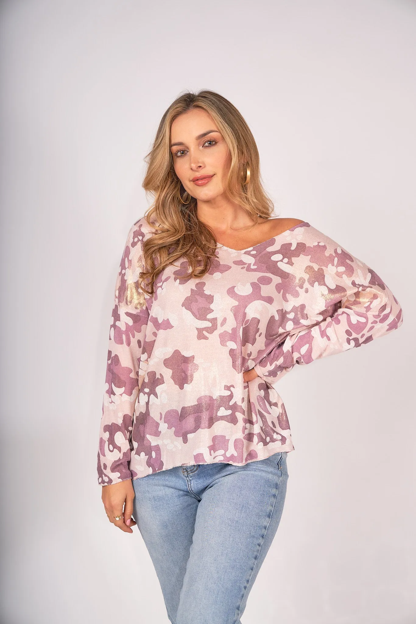 Metallic Camo Printed Top