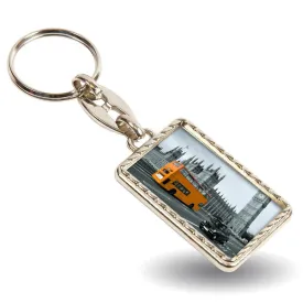 MG-40D Rectangular Blank Metal Photo Insert Keyring - 40 x 25mm - Pack of 10