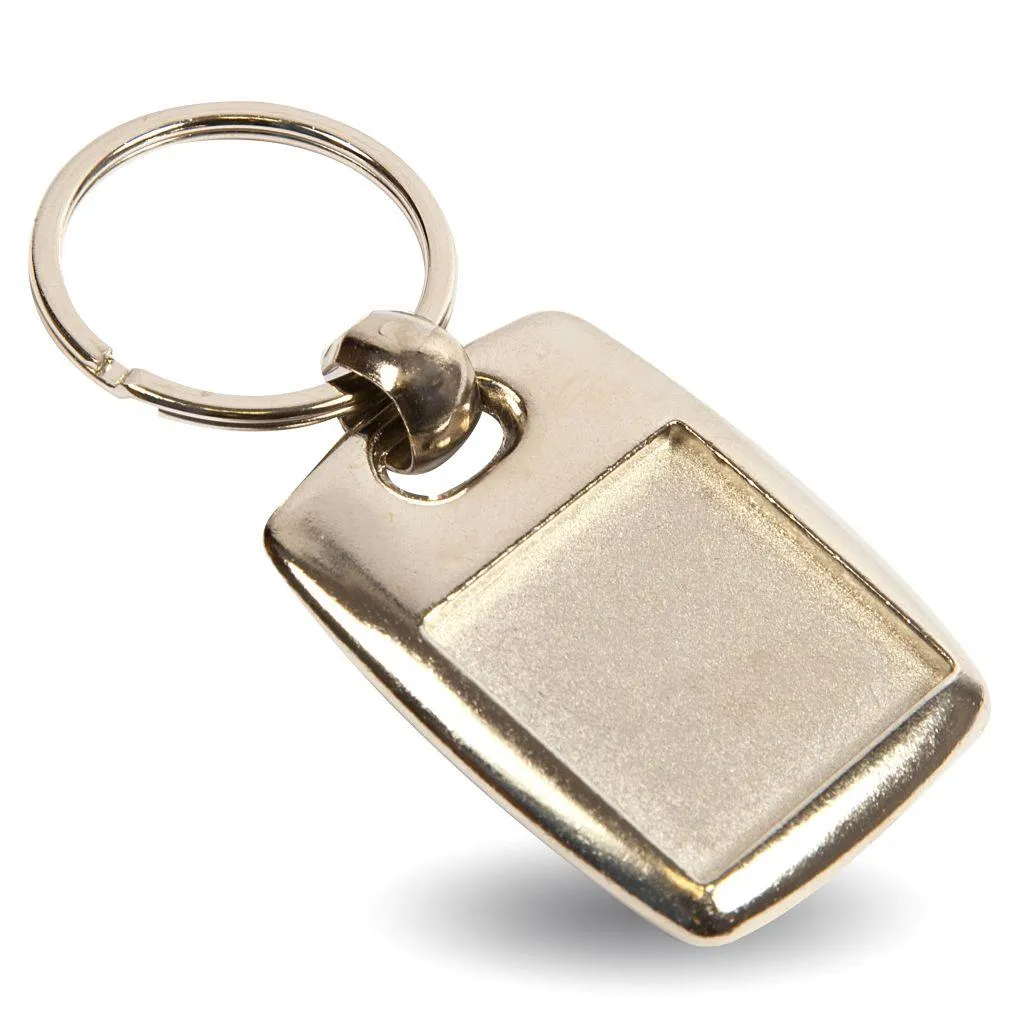 MK-25D Square Blank Metal Photo Insert Keyring - 25mm - Pack of 10