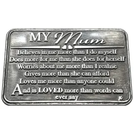 Mothers Day Gift I Love You Mum Sentimental Metal Wallet or Purse Keepsake Card Gift- Cute Gift Set From Daughter Son For Women