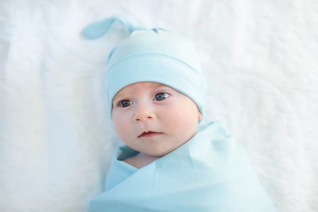 Nina Robe & Light Blue Swaddle Blanket Set