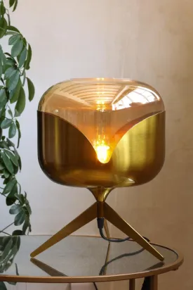 Retro Golden Glass Tripod Table Lamp