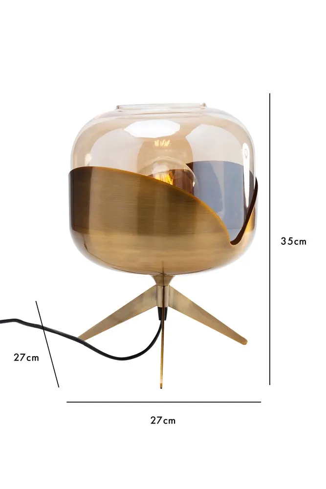 Retro Golden Glass Tripod Table Lamp