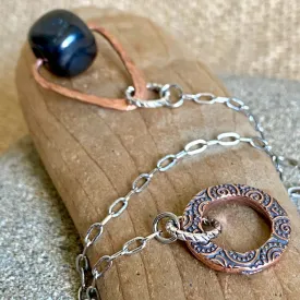 Shungite & Copper Pendulum on Stainless Steel Chain, Circle Link Grip