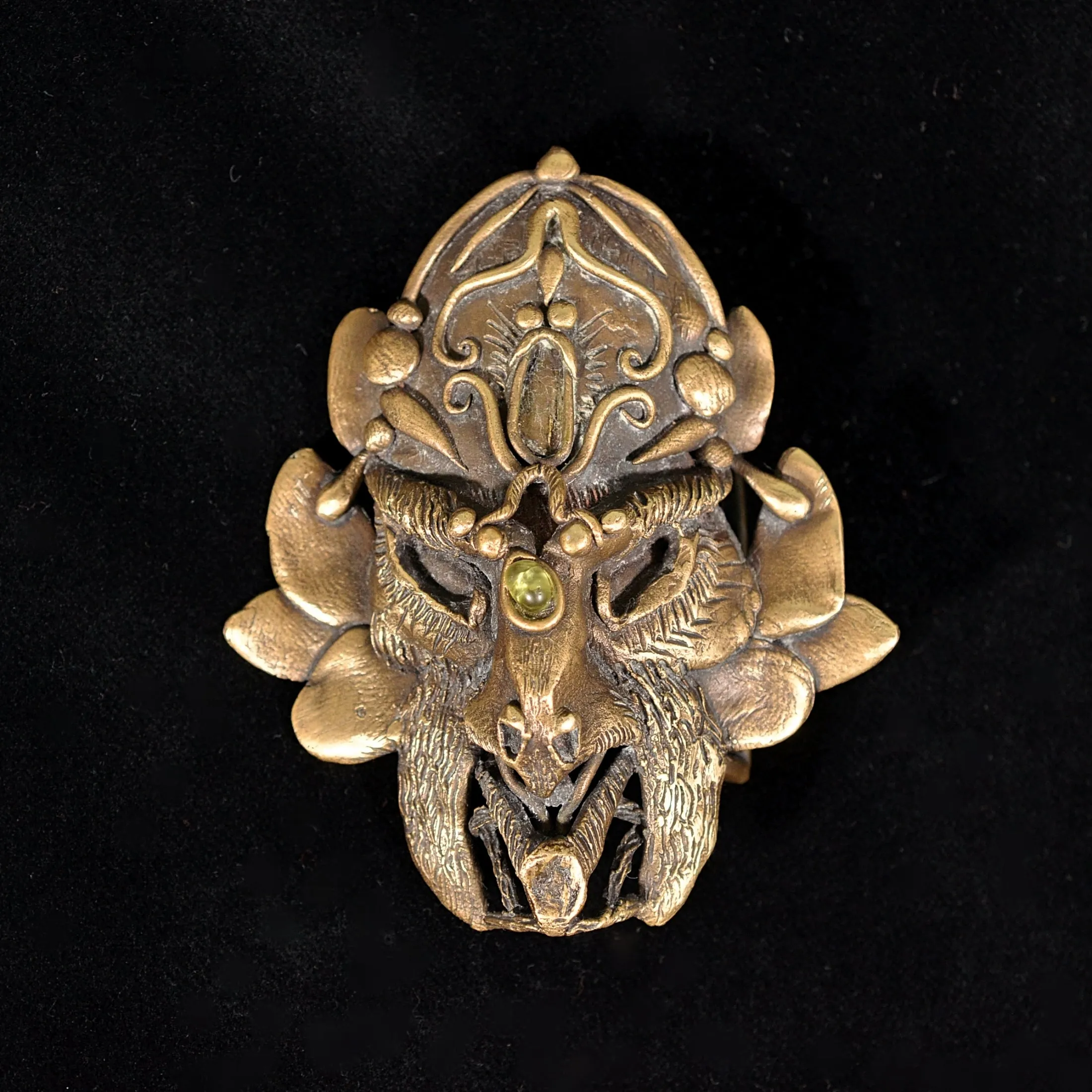 SOLD Vintage Goat/Animal Head Elaborate Brass Belt Buckle