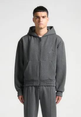 Éternel 420GSM Eiffel Embossed Zip Hoodie - Dark Grey