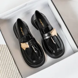 Women Casual Thick Sole Glossy Loafers