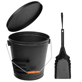 ZENY™ Fireplace Ash Bucket with Shovel and Lid,Hot Ashes Container 5 Gallon Burning Wood Holder Fireplace Pit